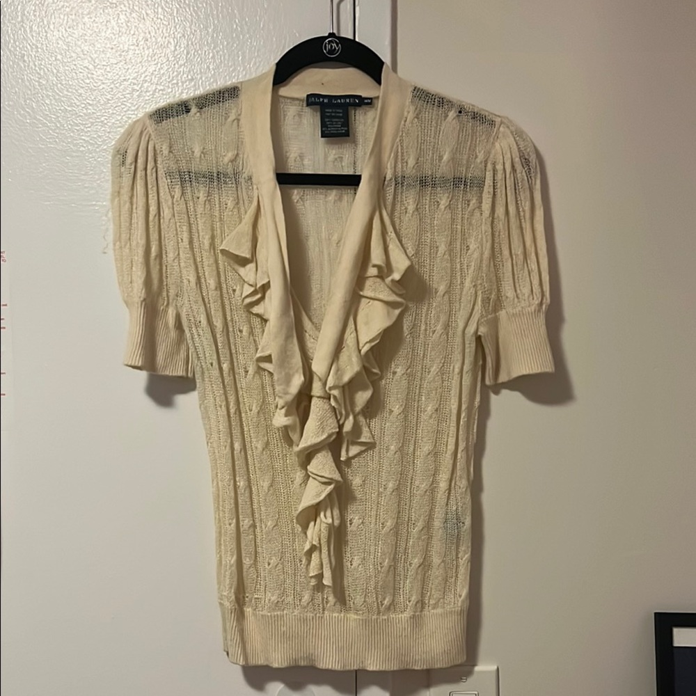 Cream Ruffled Knit Top